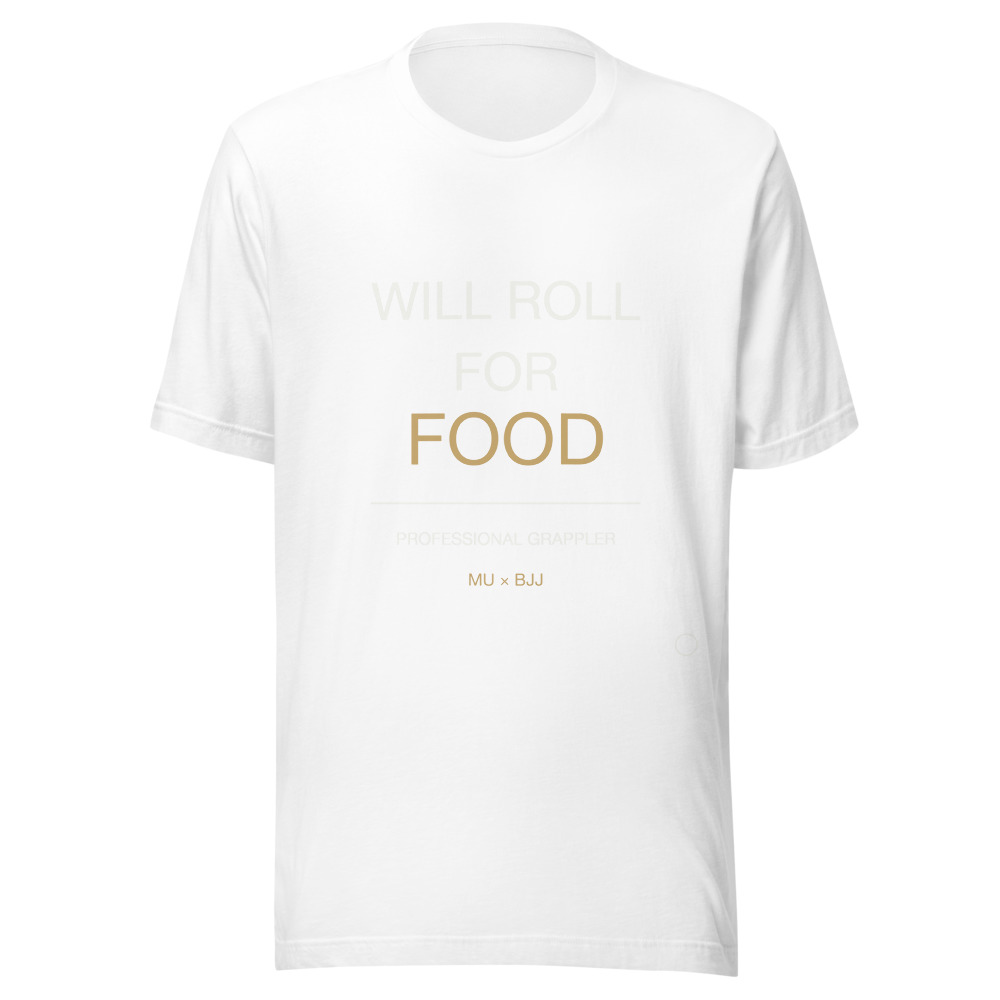 WILL ROLL FOR FOOD Tee · White