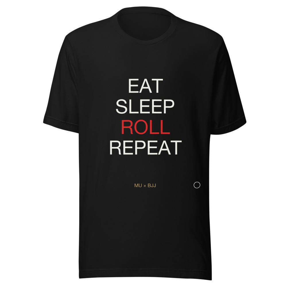 EAT · SLEEP · ROLL · REPEAT Tee · Black