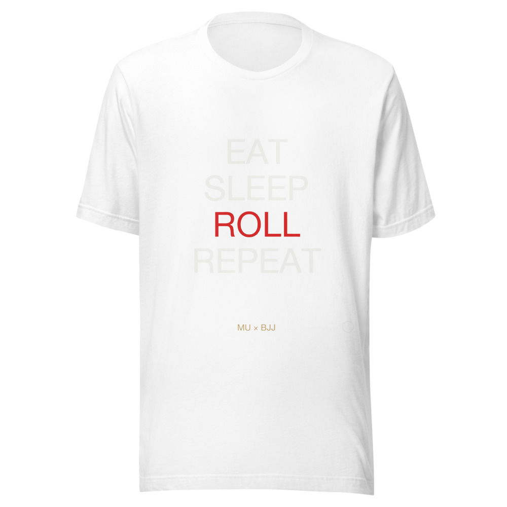 EAT · SLEEP · ROLL · REPEAT Tee · White