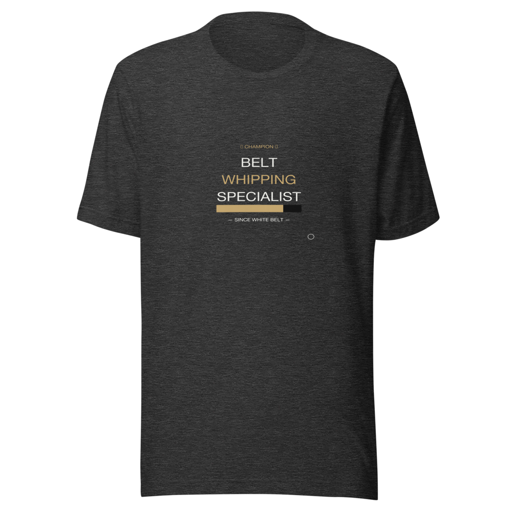 MU × BJJ #07 · TEE DARK HEATHER · BELT WHIPPING