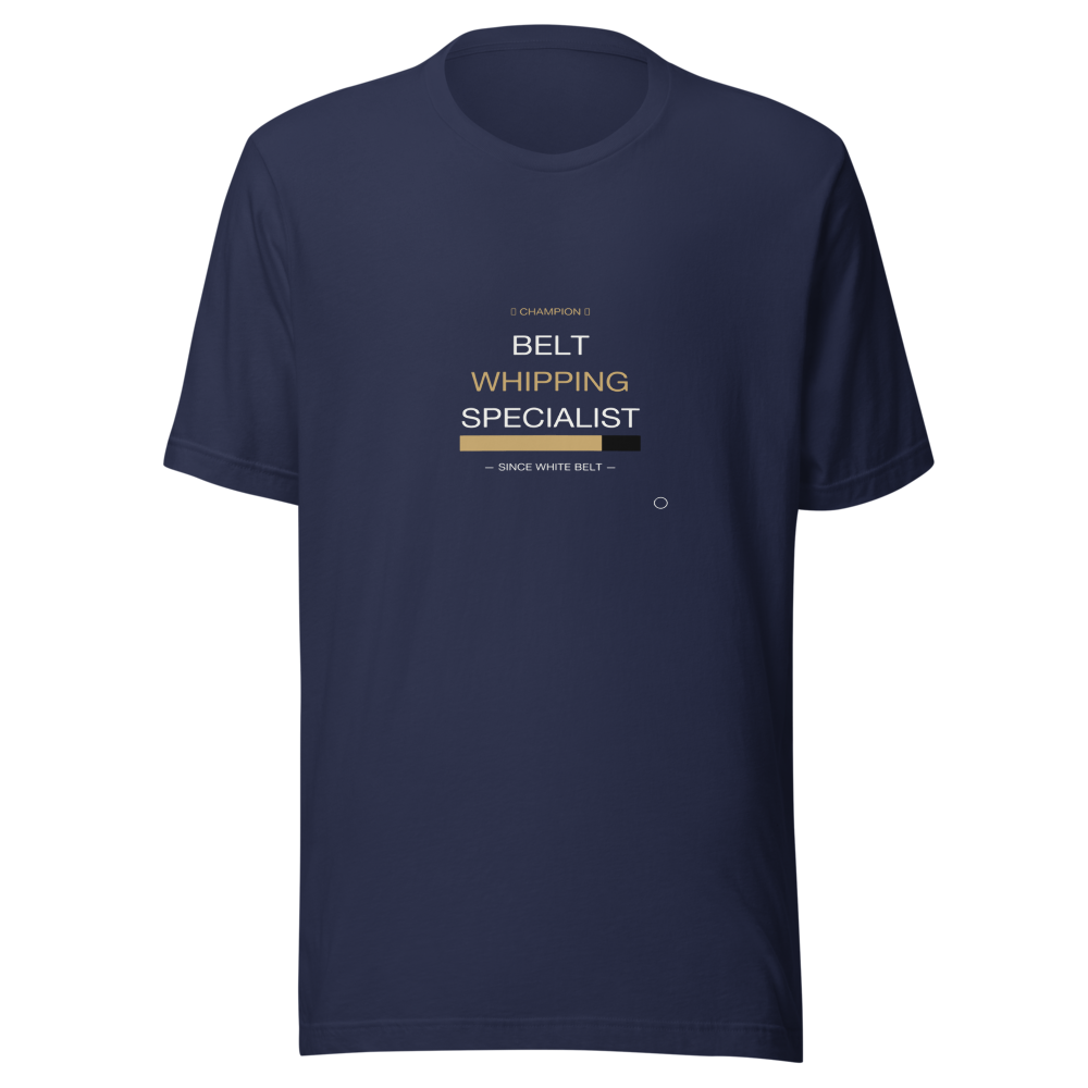 MU × BJJ #07 · TEE NAVY · BELT WHIPPING