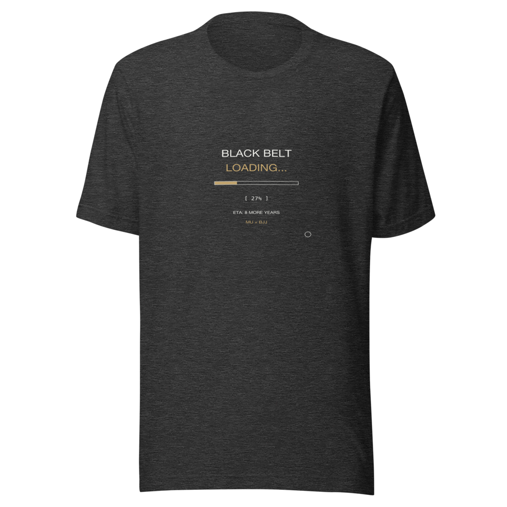 MU × BJJ #09 · TEE DARK HEATHER · BLACK BELT LOADING