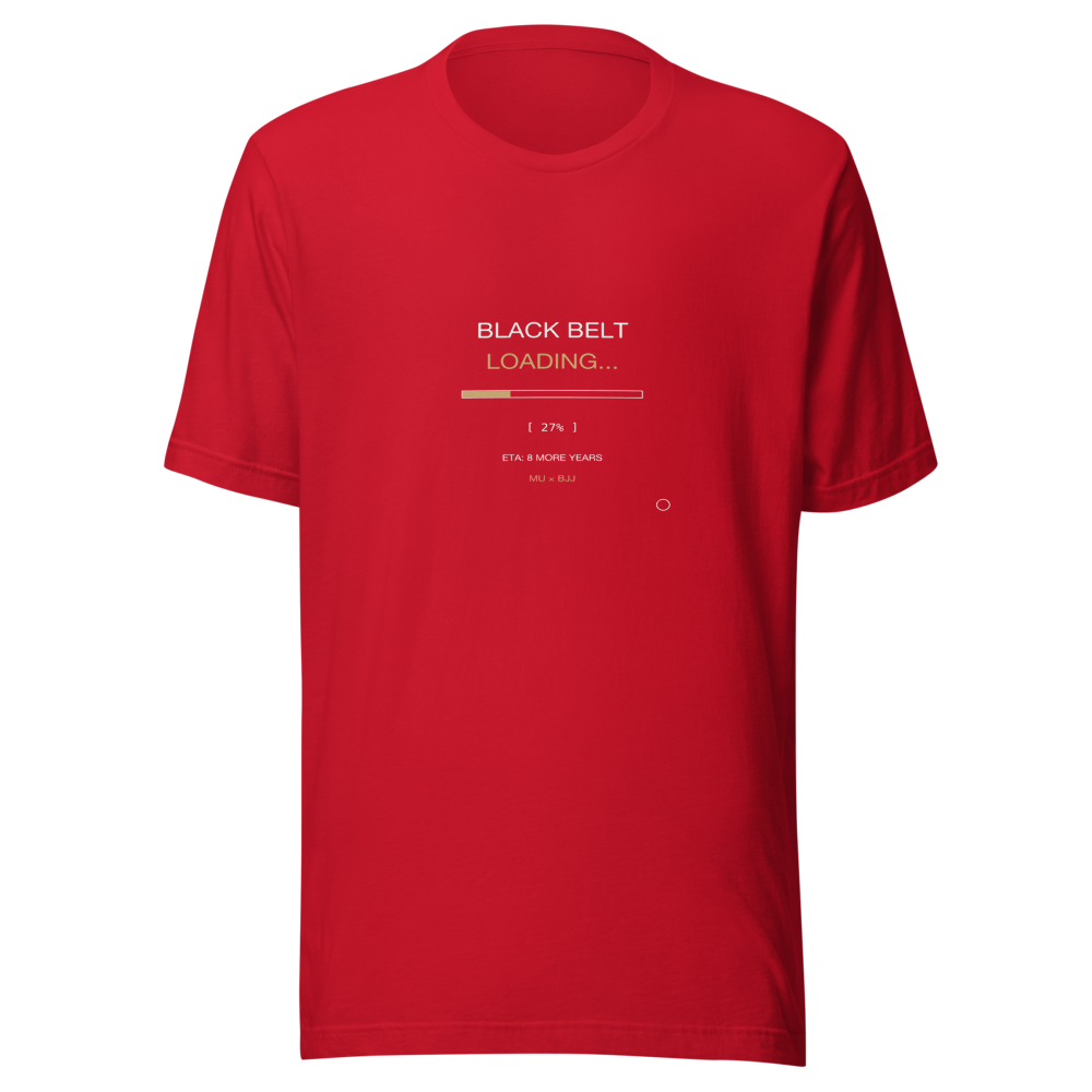 MU × BJJ #09 · TEE RED · BLACK BELT LOADING