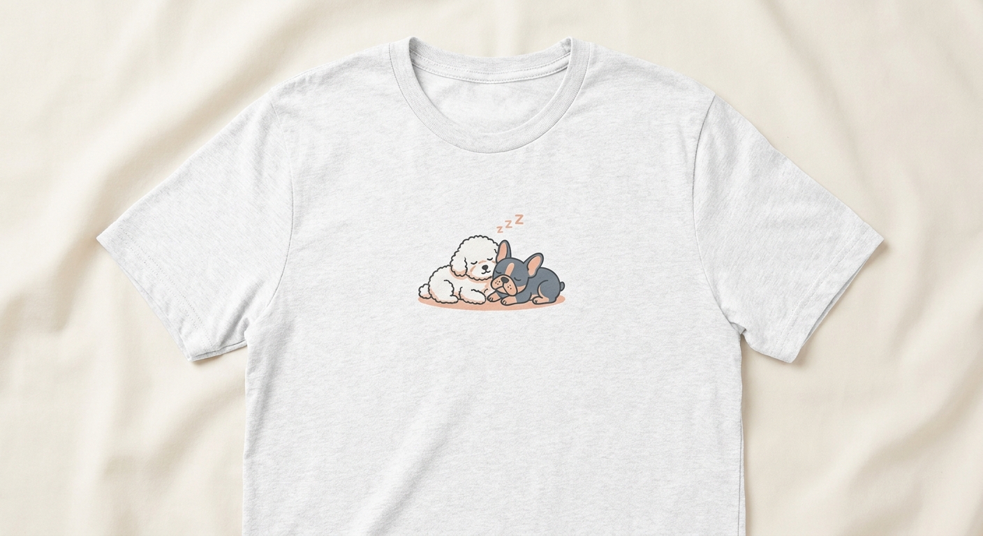 #12 · SLEEPING DUO TEE — 2匹で寝てる · White