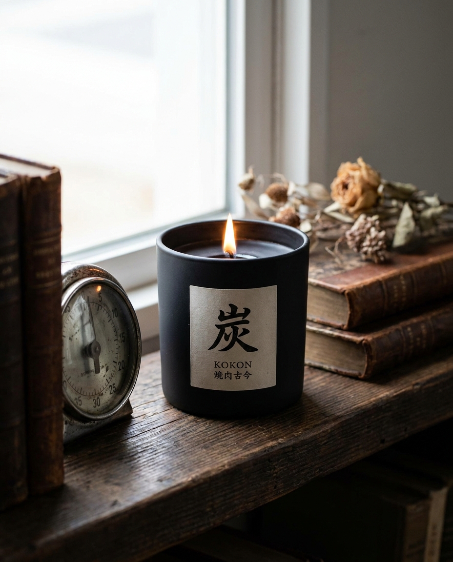 MU × KOKON Charcoal Scent Candle 着画