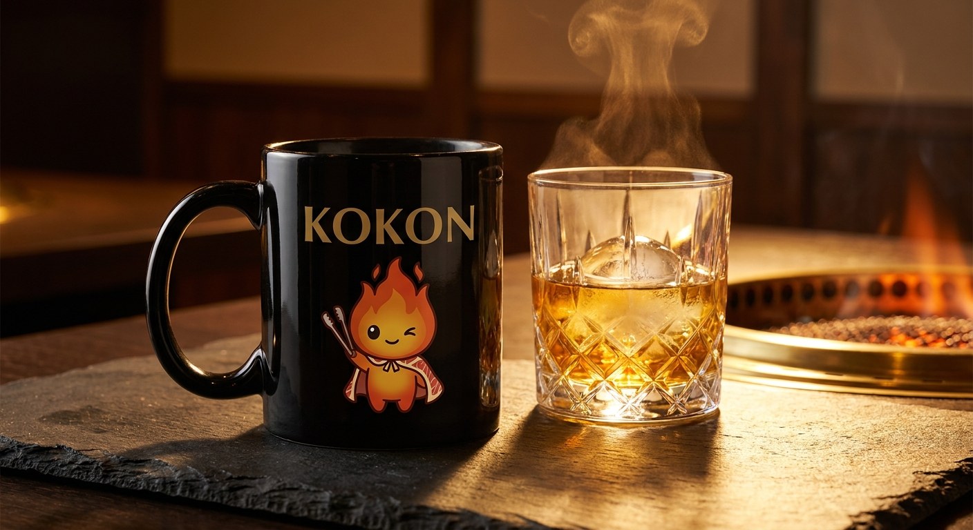 MU × KOKON Black Glossy Mug 着画