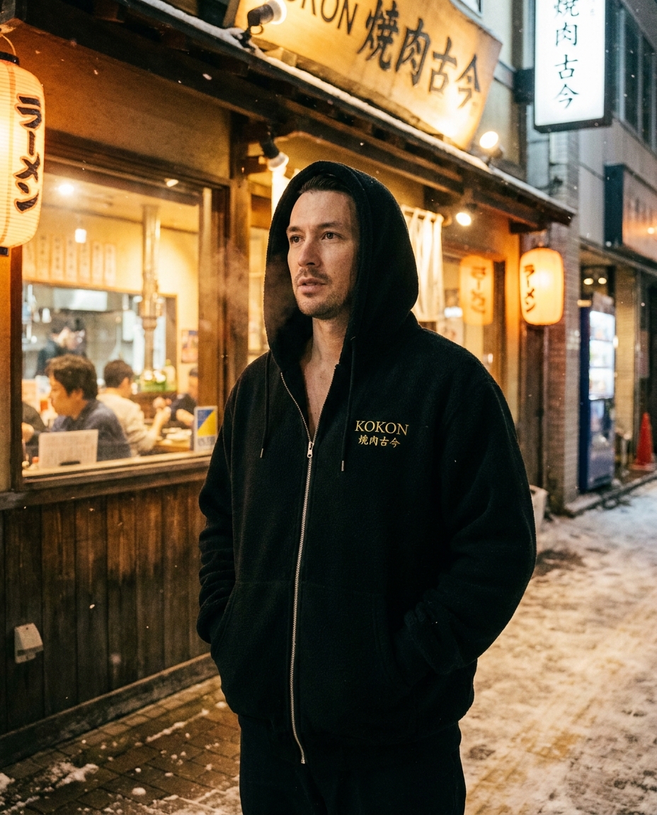 MU × KOKON Heavy Zip-Up Hoodie 着画