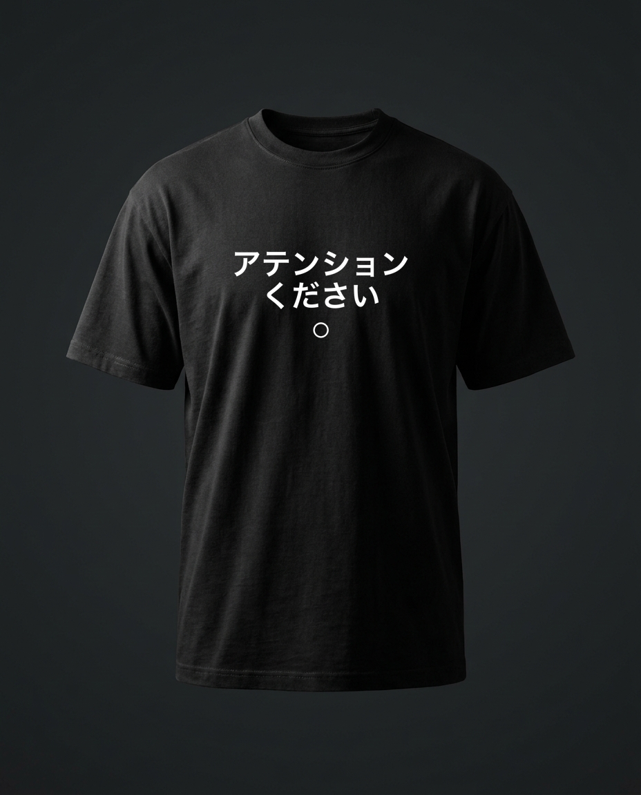 アテンションください ・J-POP/キャッチー · 黒T Bella+Canvas 3001 (M) · DTG · 🎵 着ると鳴る mu.koe.live/oto.html?s=attention-kudasai