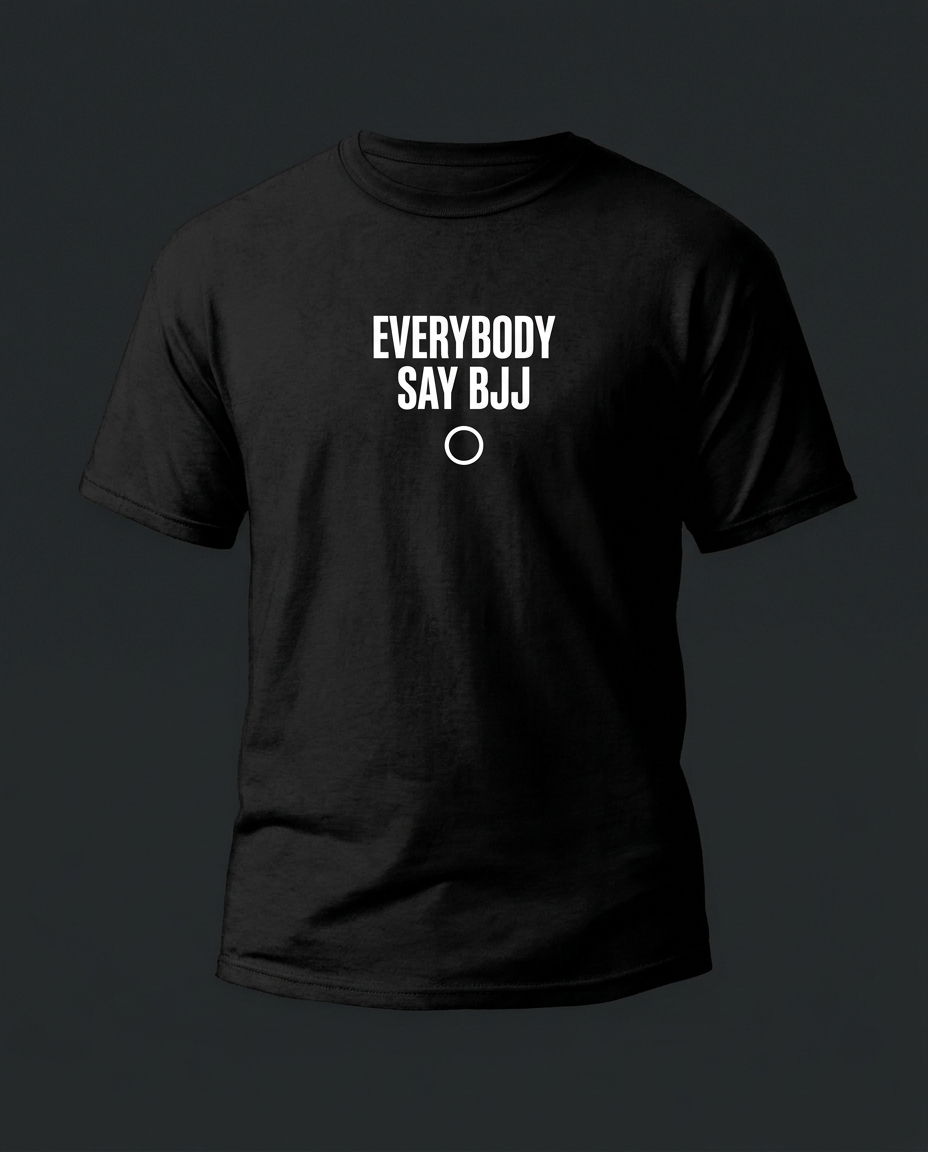 Everybody say BJJ ・BJJアンセム/コール&レスポンス · 黒T Bella+Canvas 3001 (M) · DTG · 🎵 着ると鳴る mu.koe.live/oto.html?s=everybody-say-bjj