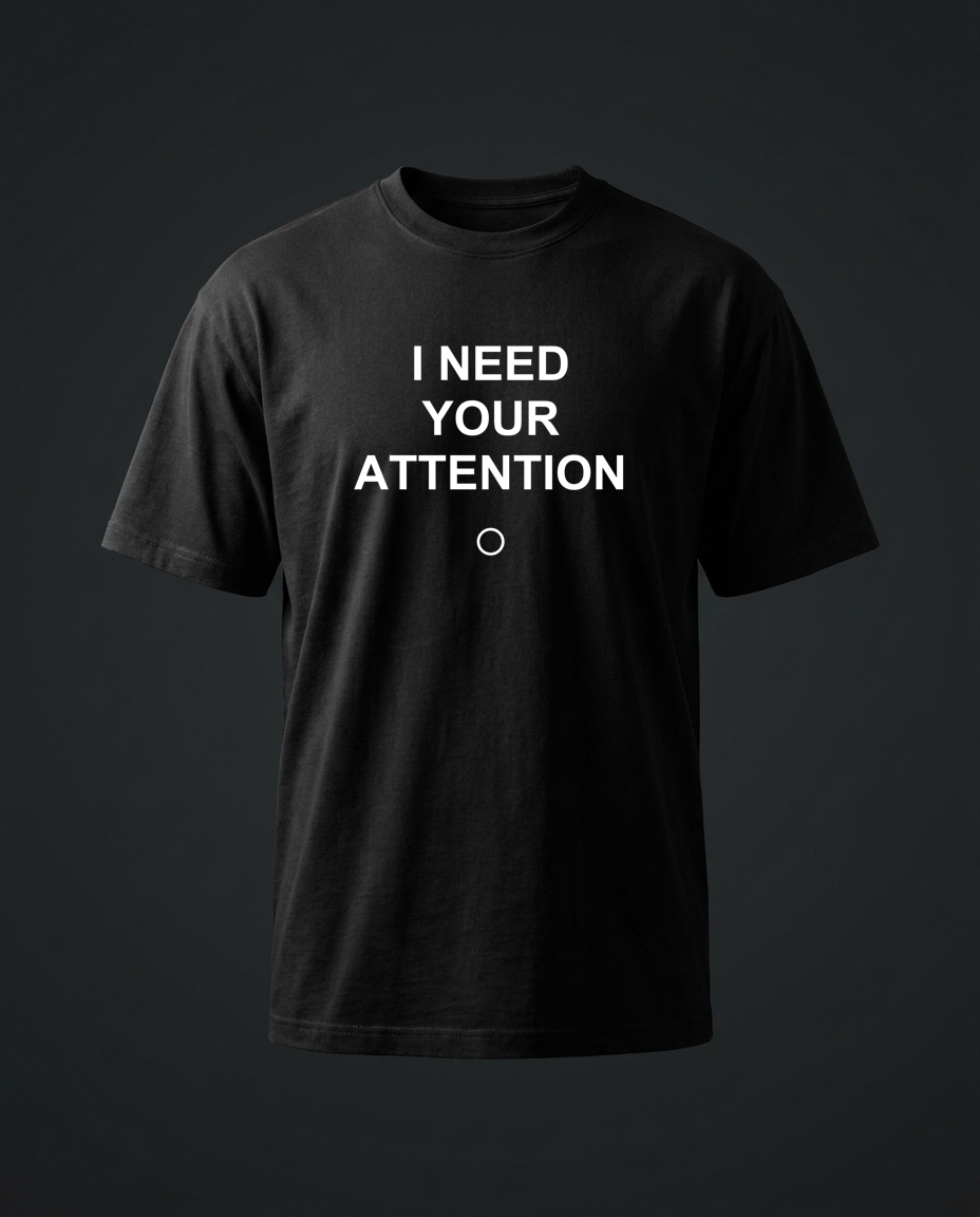 I need your attention ・ダンス/注意経済を歌う · 黒T Bella+Canvas 3001 (M) · DTG · 🎵 着ると鳴る mu.koe.live/oto.html?s=i-need-your-attention