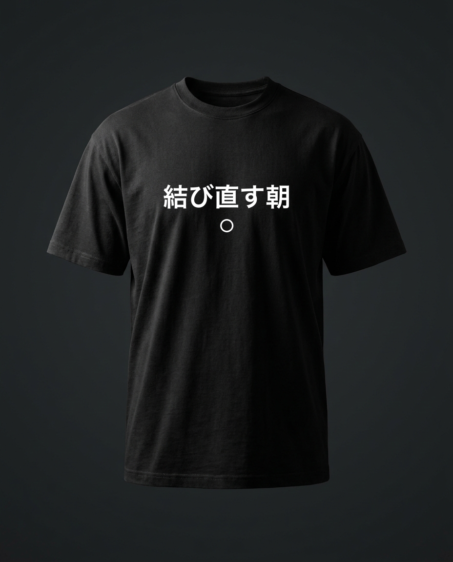 結び直す朝 ・アコギ・バラード/朝の再出発 · 黒T Bella+Canvas 3001 (M) · DTG · 🎵 着ると鳴る mu.koe.live/oto.html?s=musubinaosu-asa