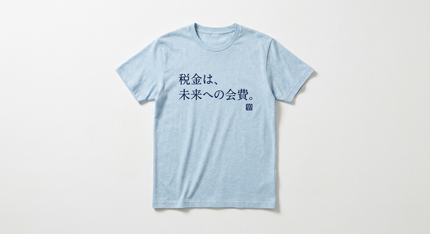 #04 · 税金は、未来への会費。 · 水色