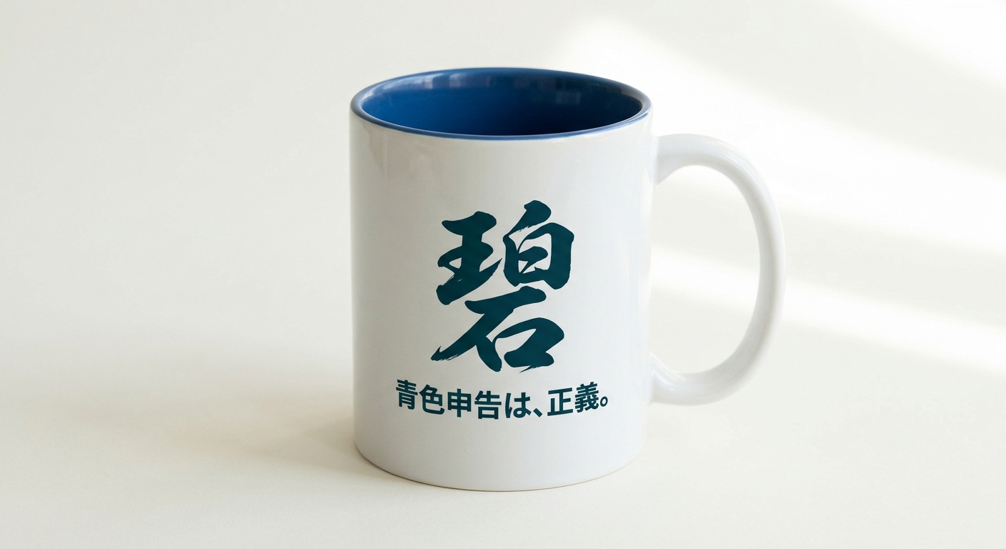 #13 · MUG — 碧 + 青色申告は、正義。 · 内側ブルー (11oz)